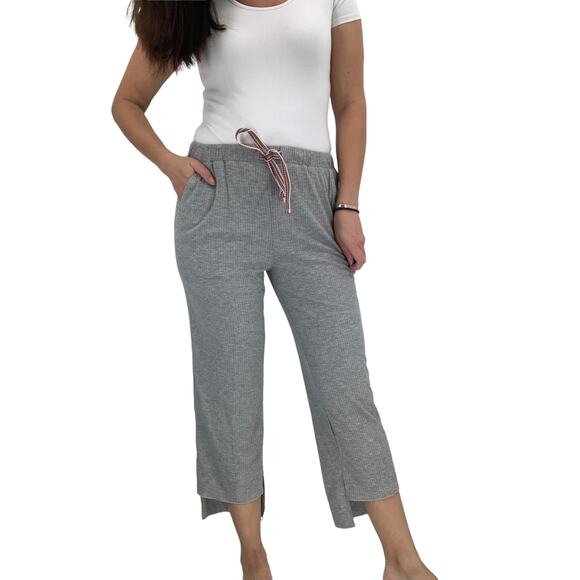 2/$30 FORTUNE Swimwear Pants Size S Gray Loungewear Pants Ribbon Tie Waist - Picture 1 of 7